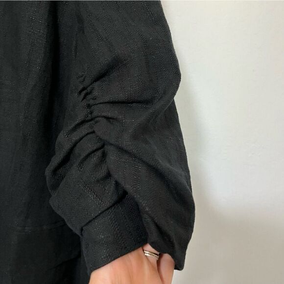 Coldwater Creek  Linen Blazer Women's  Black Rushed Career Business Size 20-22 - Picture 4 of 8